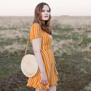 Forever 21 Mustard Yellow Striped Wrap Dress S